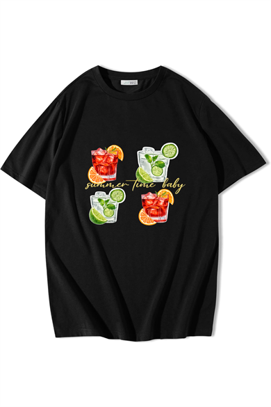 BRZ Collection Unisex Oversize summertime baby T-shirt Siyah