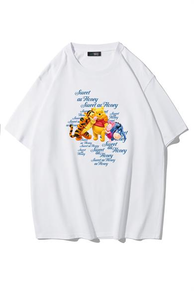 BRZ Collection Unisex Oversize Sweet as Honey T-shirt Beyaz