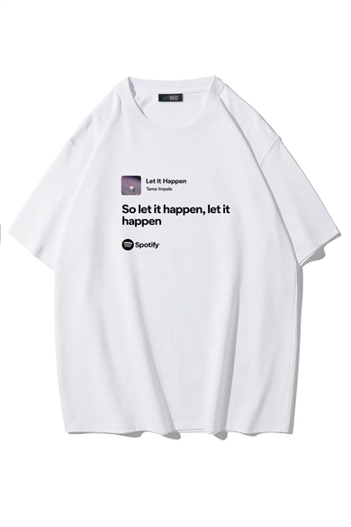 BRZ Collection Unisex Oversize Tame Impala - Let It Happen T-shirt (BEYAZ)