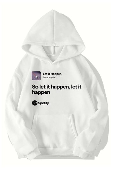 BRZ Collection Unisex Oversize Tame Impala - Let It Happen HOODIE (BEYAZ)