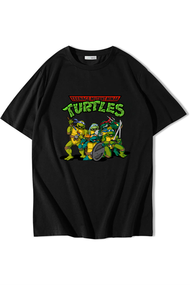 BRZ Collection Unisex Oversize Teenage Mutant Ninja Turtles - Ninja Kaplumbağalar - T-shirt Siyah