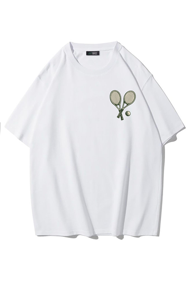 BRZ Collection Unisex Oversize Tennis Club T-shirt (BEYAZ)