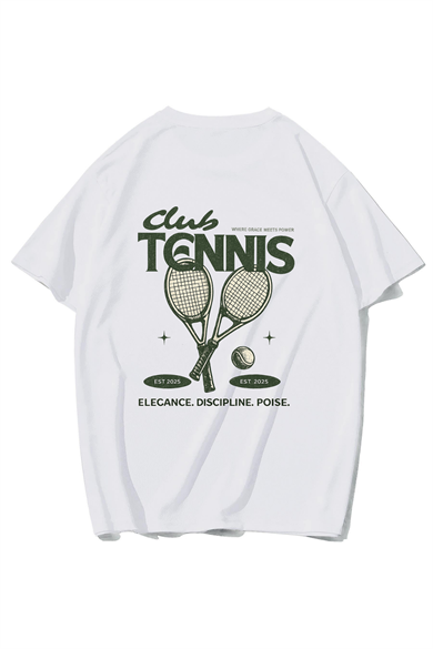 BRZ Collection Unisex Oversize Tennis Club T-shirt (BEYAZ)