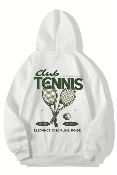 BRZ Collection Unisex Oversize Tennis Club HOODIE (BEYAZ)