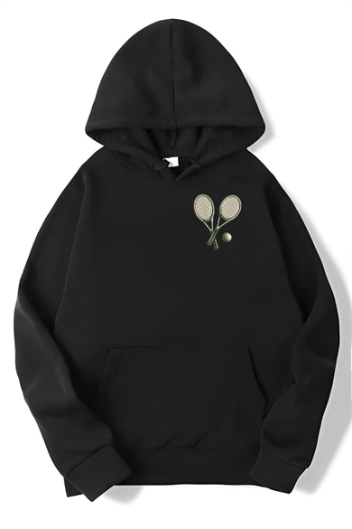 BRZ Collection Unisex Oversize Tennis Club Hoodie Siyah