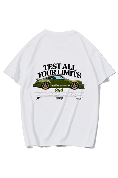 BRZ Collection Unisex Oversize Test Your Limits Carrera 964 T-shirt (BEYAZ)