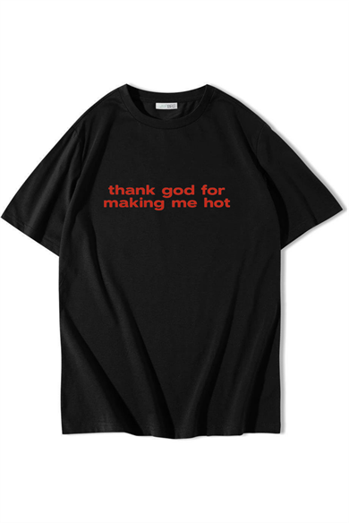 BRZ Collection Unisex Oversize Thank God For Making Me Hot T-shirt Siyah