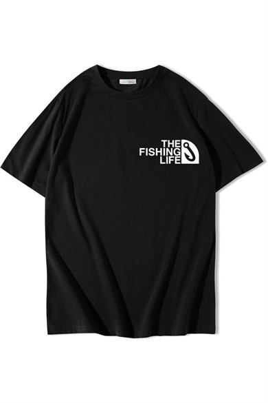 BRZ Collection Unisex Oversize The Fishing Life T-shirt Siyah