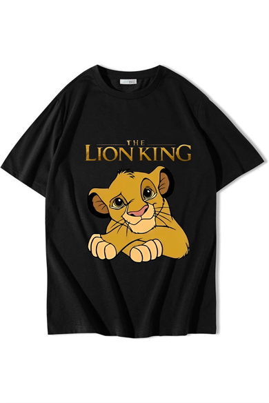 BRZ Collection Unisex Oversize The Lion King T-shirt Siyah