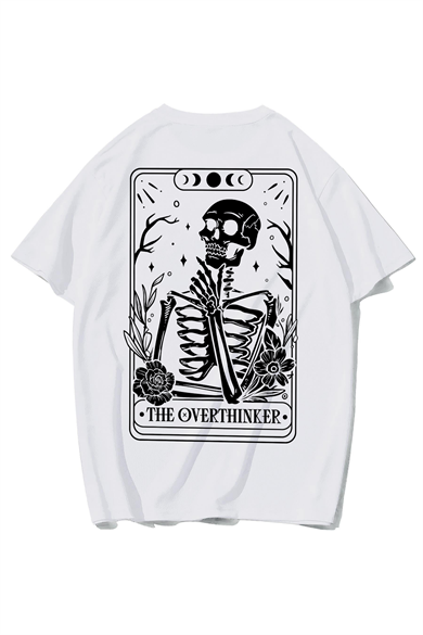 BRZ Collection Unisex Oversize The Overthinker T-shirt BEYAZ