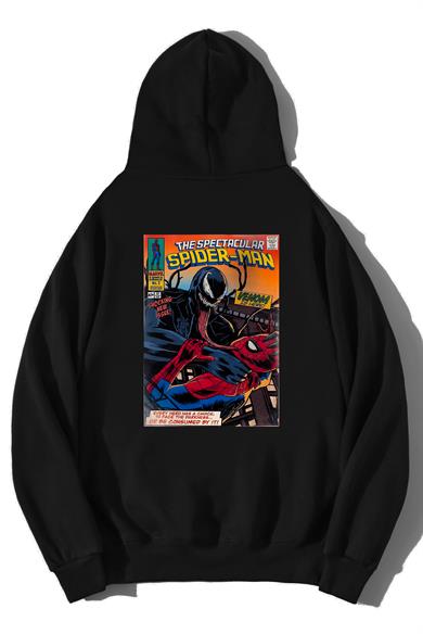 BRZ Collection Unisex Oversize The Spectacular Spider-Man Hoodie Siyah