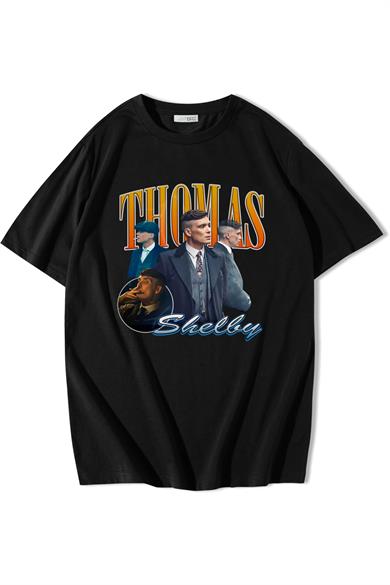 BRZ Collection Unisex Oversize Thomas Shelby T-shirt Siyah