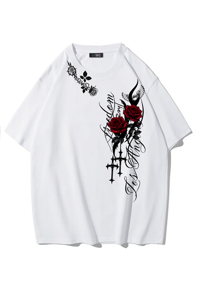 BRZ Collection Unisex Oversize Thorned Romanca T-shirt BEYAZ