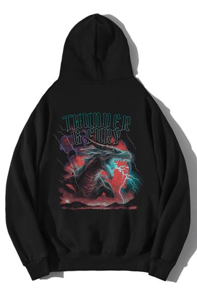 BRZ Collection Unisex Oversize Thunder and Dragon Hoodie
