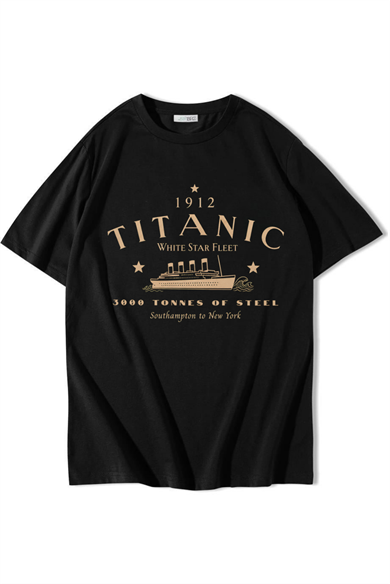 BRZ Collection Unisex Oversize Titanic T-shirt Siyah