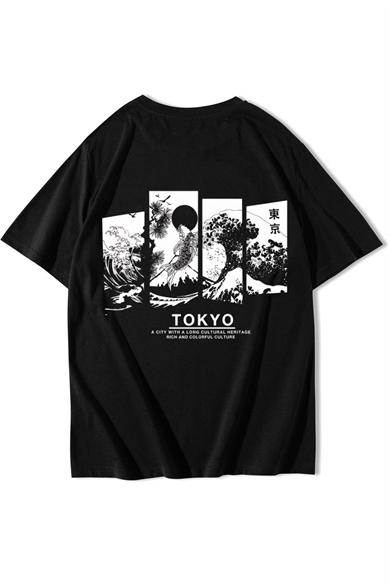 BRZ Collection Unisex Oversize Tokyo Culture T-shirt Siyah