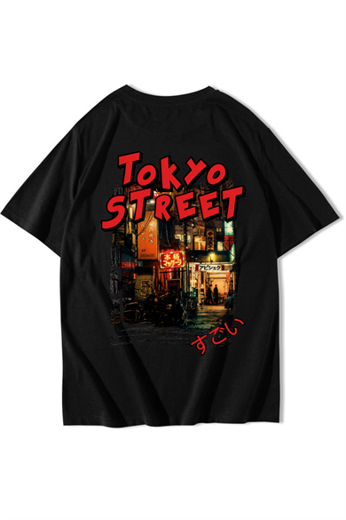 BRZ Collection Unisex Oversize Tokyo Street T-shirt Siyah