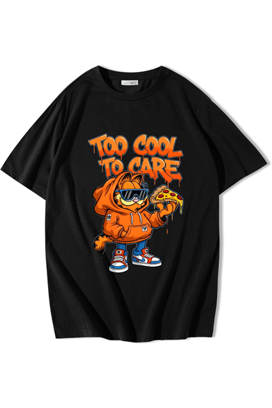 BRZ Collection Unisex Oversize Too Cool To Care T-shirt Siyah