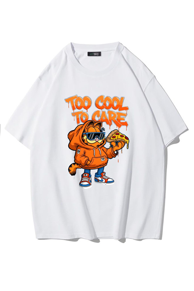 BRZ Collection Unisex Oversize Too Cool To Care T-shirt (BEYAZ)