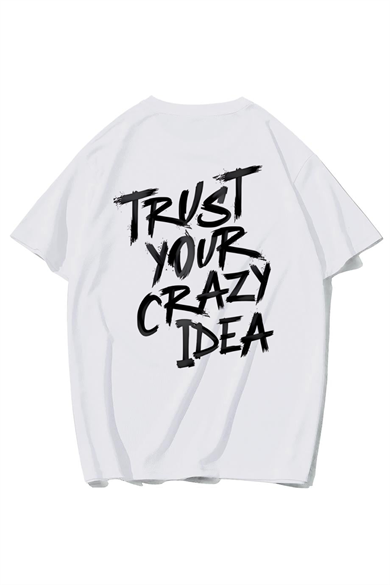 BRZ Collection Unisex Oversize Trust Your Crazy Idea T-shirt (BEYAZ)