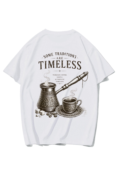 BRZ Collection Unisex Oversize Turkish Coffee T-shirt (BEYAZ)