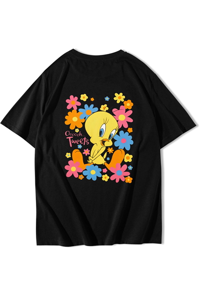 BRZ Collection Unisex Oversize Tweety T-shirt Siyah