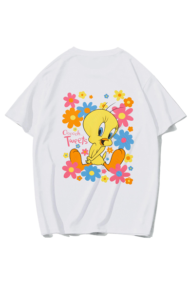 BRZ Collection Unisex Oversize Tweety T-shirt (BEYAZ)