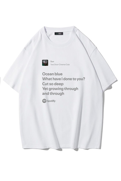 BRZ Collection Unisex Oversize Two Door Cinema Club - Sun T-shirt (BEYAZ)