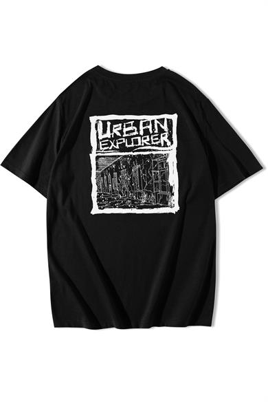 BRZ Collection Unisex Oversize Urban Explorer Arka Baskılı T-shirt