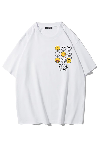 BRZ Collection Unisex Oversize Üst Baskılı Have A Good Time T-shirt (BEYAZ)