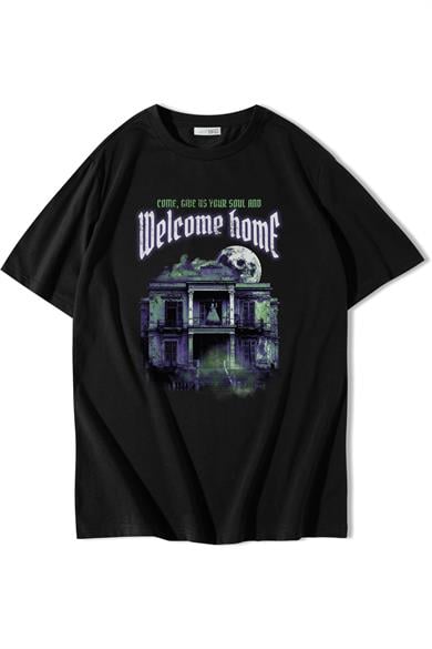 BRZ Collection Unisex Oversize HuntedHouse Welcome Home T-shirt