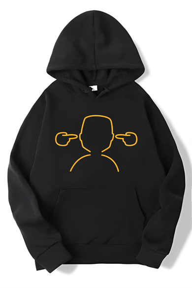 BRZ Collection Unisex Oversize When Your Words Mean Nothing, I Go, La, la, la Hoodie Siyah