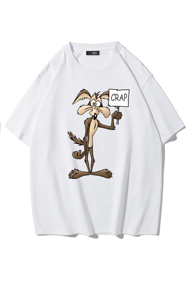 BRZ Collection Unisex Oversize Wile Crap T-shirt (BEYAZ)