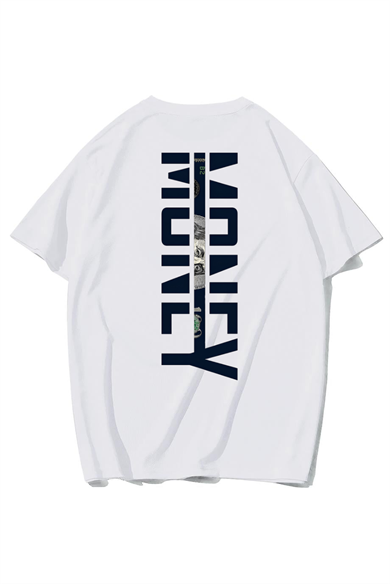 BRZ Collection Unisex Oversize Yan Baskılı Money T-shirt (BEYAZ)