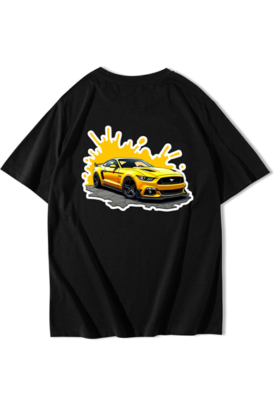 BRZ Collection Unisex Oversize Yellow Ferra ri T-shirt Siyah