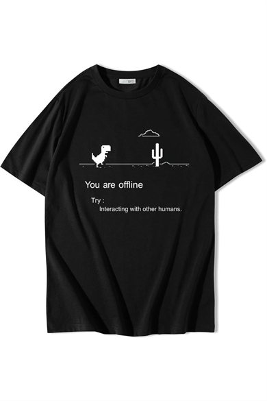 BRZ Collection Unisex Oversize You Are Offline T-shirt Siyah