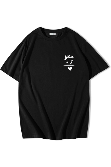 BRZ Collection Unisex Oversize You + I T-shirt Siyah