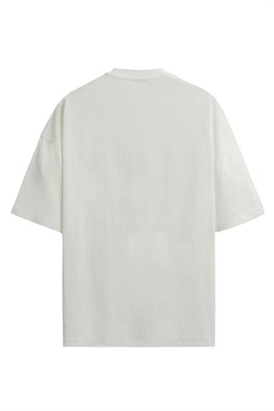 BRZ Collection Unisex Regular Fit Nakışlı Ekru T-shirt