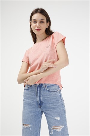 BRZ Collection Yavru Ağzı Siyah Kırçıllı Kadın Kısa Kollu T-shirt