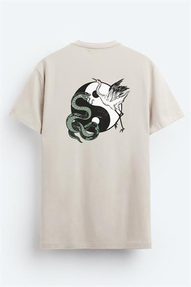 BRZ Collection Ying Yang Snake And Crane Regular Fit T-shirt 
