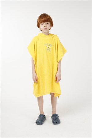 BRZ Kids 8-16 Yaş Unisex Ayıcık Nakışlı Çocuk Bornoz