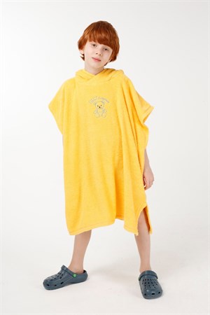 BRZ Kids 8-16 Yaş Unisex Ayıcık Nakışlı Çocuk Bornoz