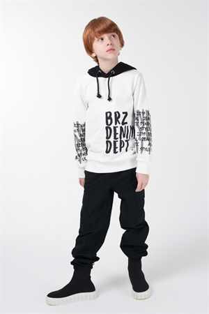 BRZ Kids Baskılı Erkek Çocuk Kapüşonlu Sweatshirt Hoodie