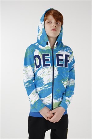 BRZ Kids Baskılı Erkek Çocuk Kapüşonlu Fermuarlı Sweatshirt