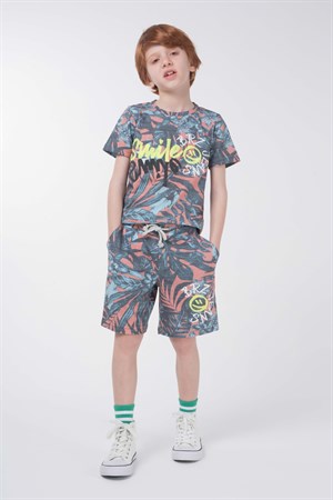 BRZ Kids Baskılı Erkek Çocuk T-shirt Şort Takım