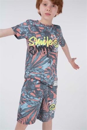 BRZ Kids Baskılı Erkek Çocuk T-shirt Şort Takım