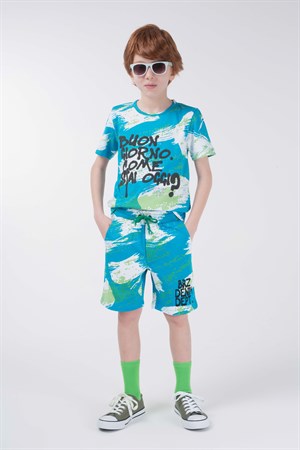 BRZ Kids Baskılı Erkek Çocuk T-shirt Şort Takım