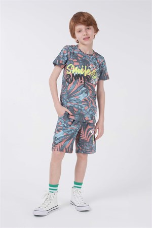 BRZ Kids Baskılı Erkek Çocuk T-shirt Şort Takım