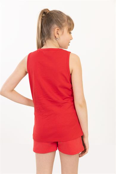 BRZ Kids Baskılı Yırtmaçlı Kız Çocuk Sıfır Kol T-shirt