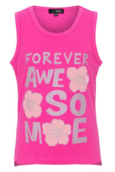 BRZ Kids Baskılı Yırtmaçlı Kız Çocuk Sıfır Kol T-shirt